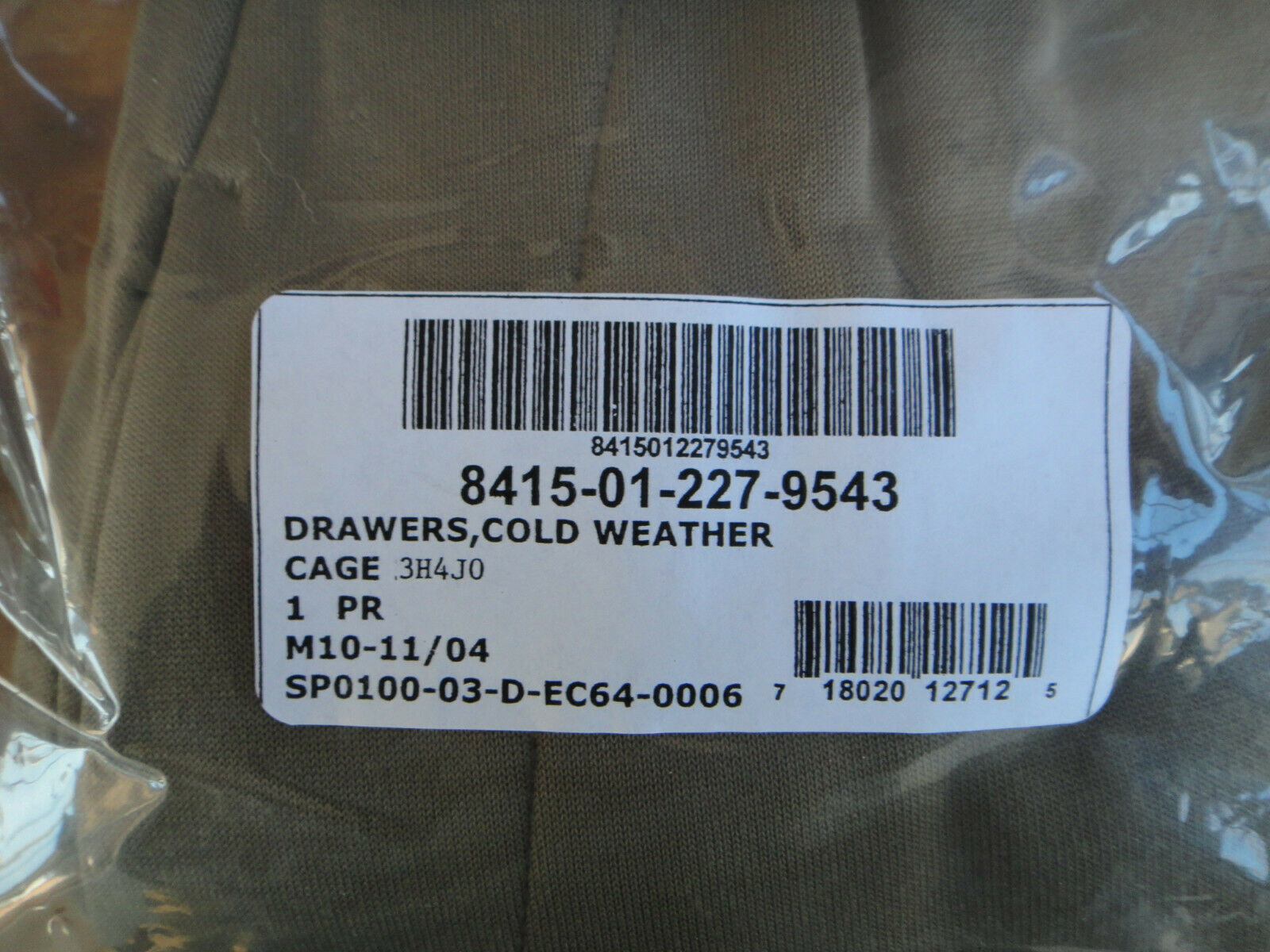 MILITARY POLYPRO SMALL Underwear Drawers NEW Extreme Cold, Qty of 12 IN BAGS