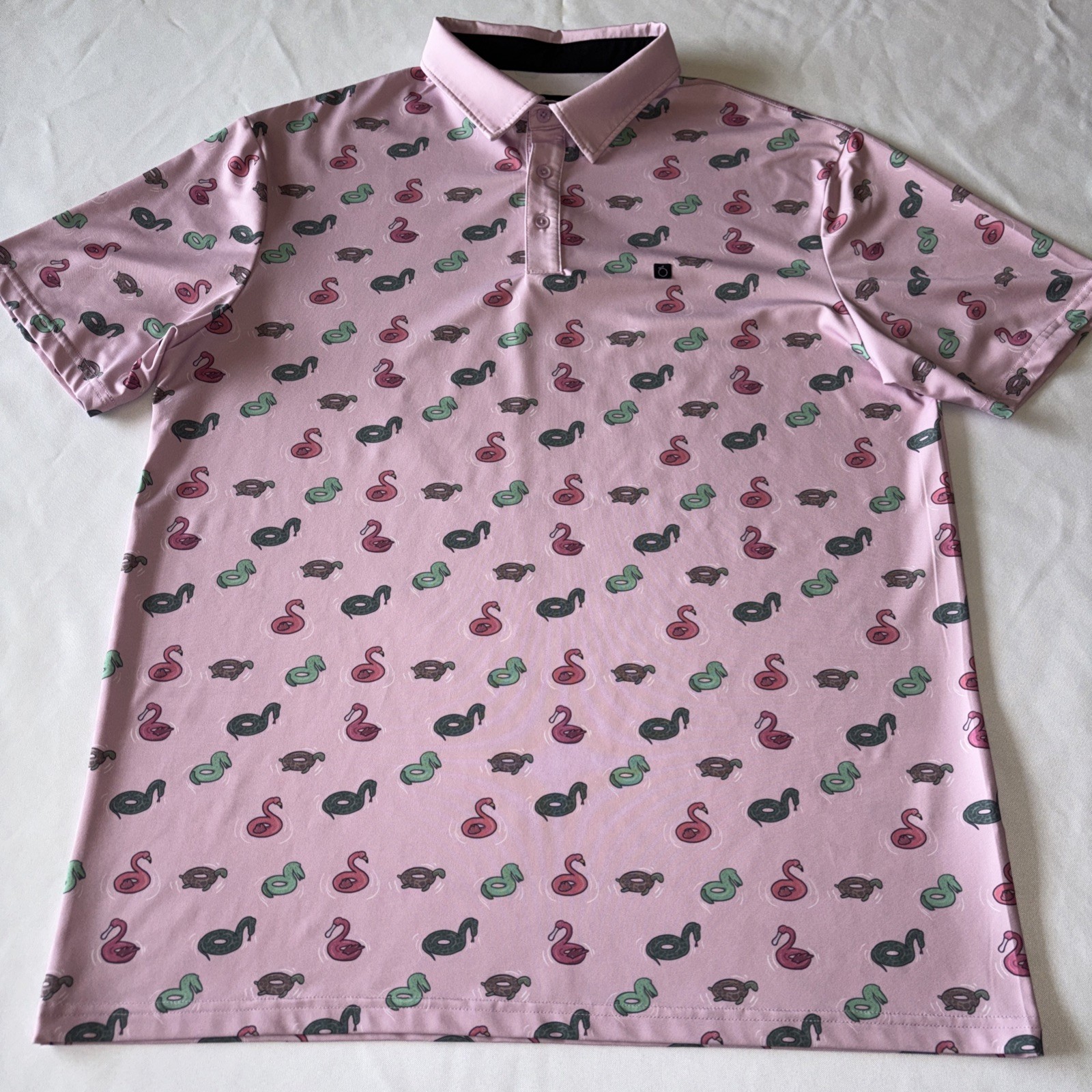Flomotion Mens Pink Animal Floats SS Polo XL(L) Golf Preppy *see measurements