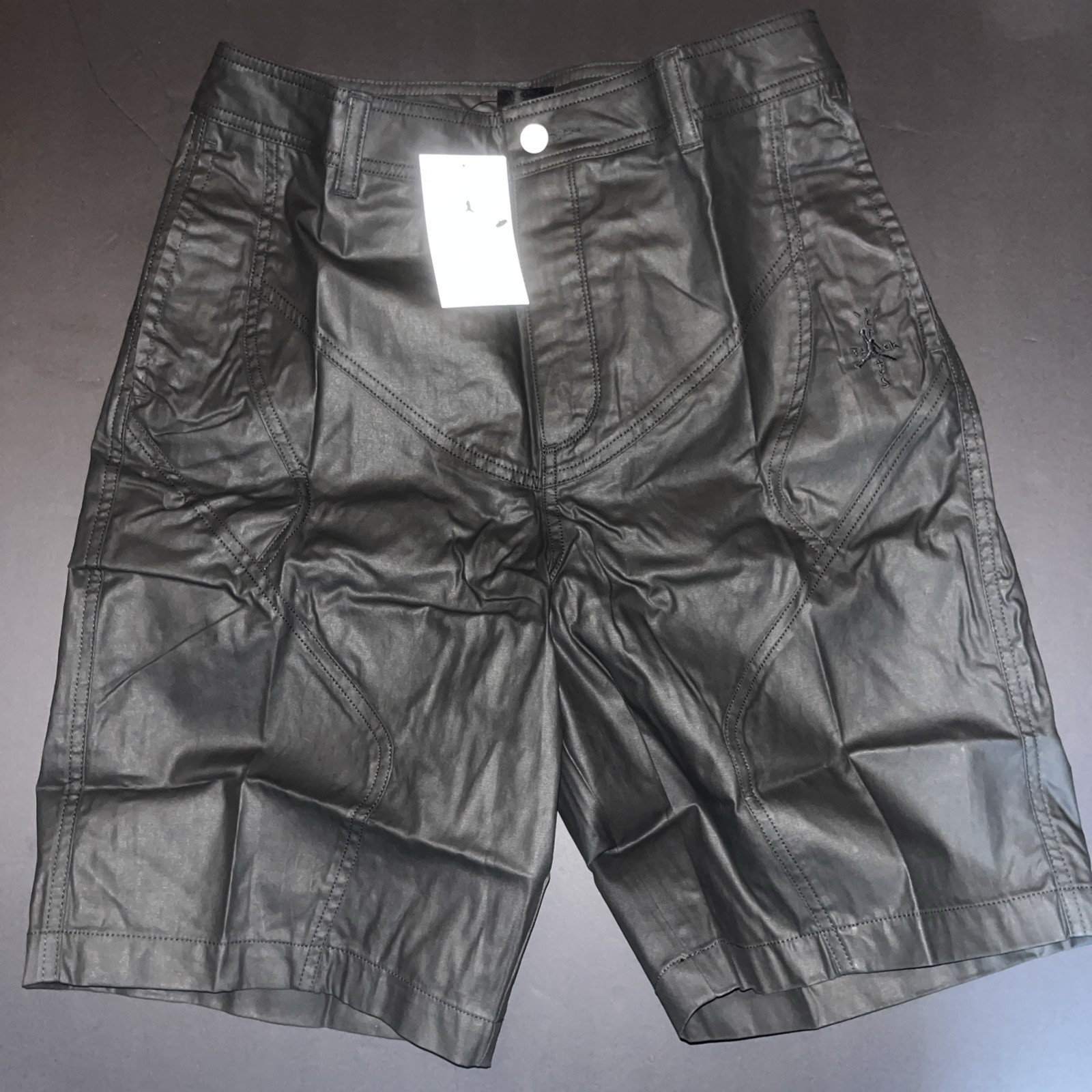 Jordan x Cactus Jack Waxed Shorts Standard Fit Sz 30 Bk #DZ5477-010 Travis Scott