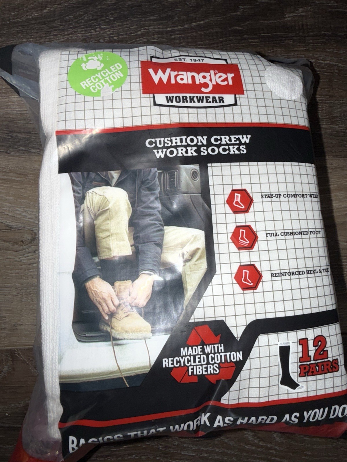 Wrangler ~ 12-Pair White Socks Crew Sock Polyester Cotton Blend ~ Size 6-12