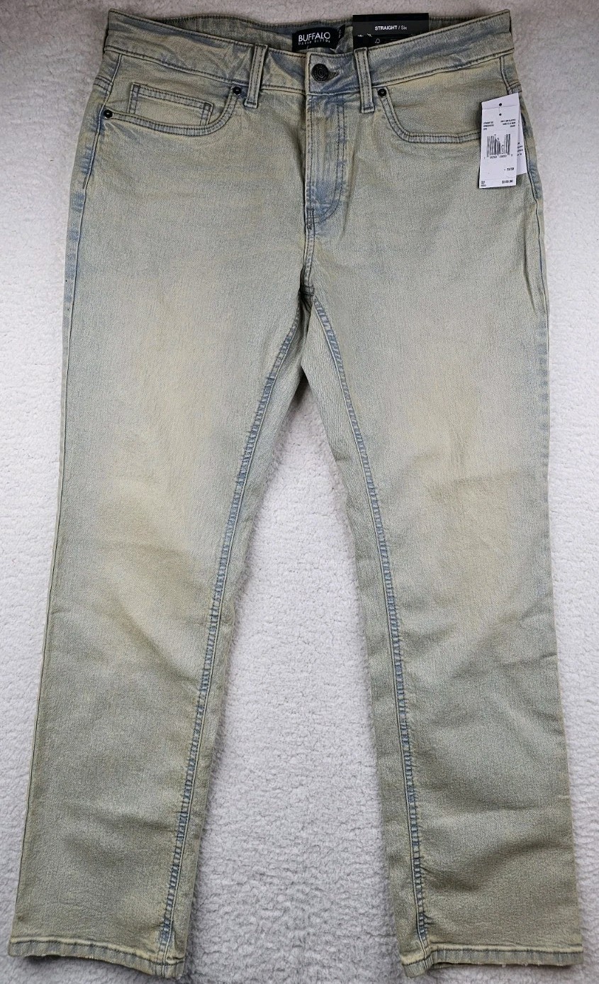 Buffalo David Bitton Straight Six Stretch Jeans Mens Light Wash PICK YOUR SIZE