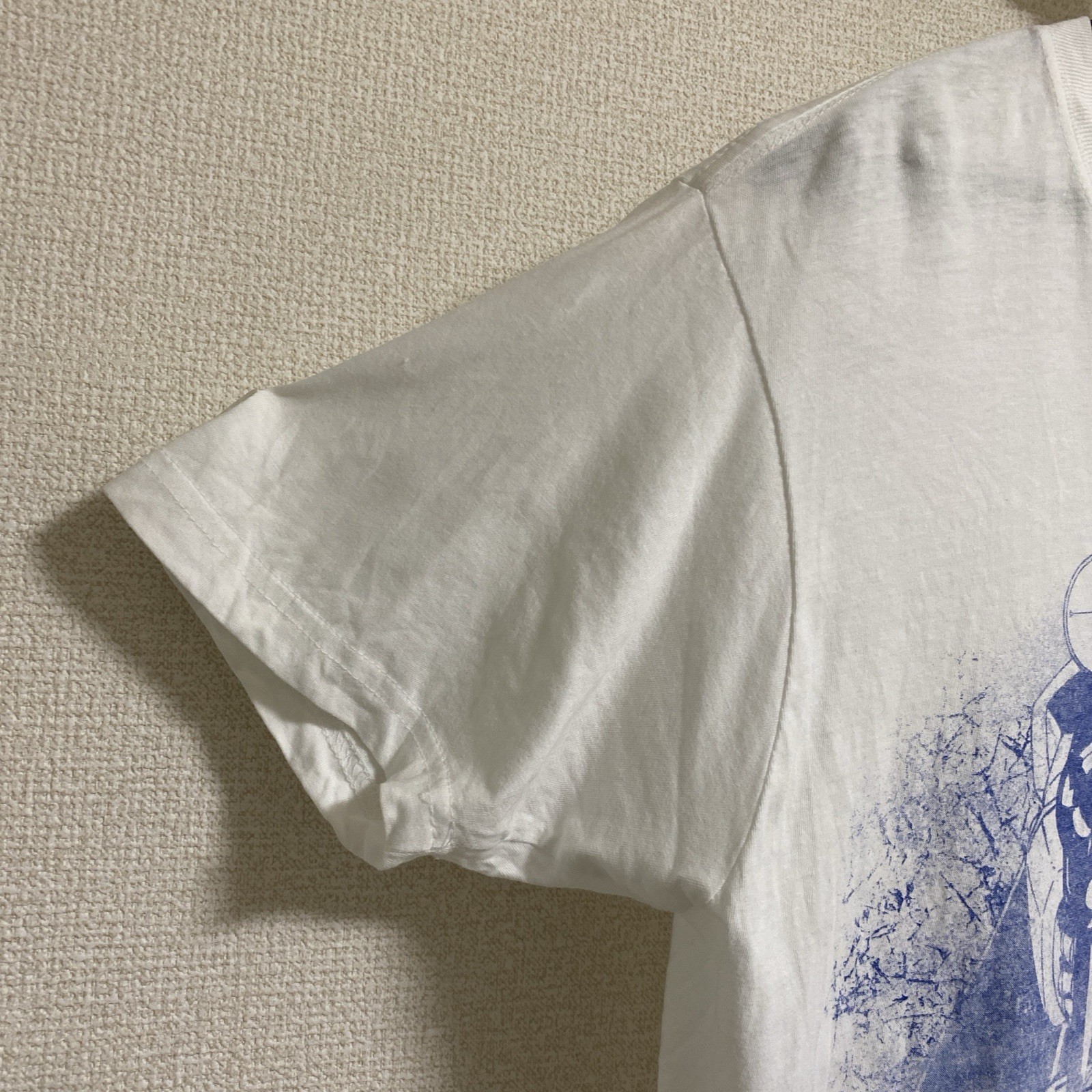 Gundam RX-78-2 T-Shirt White L Bandai Blue Graphic Vintage Distressed As-Is