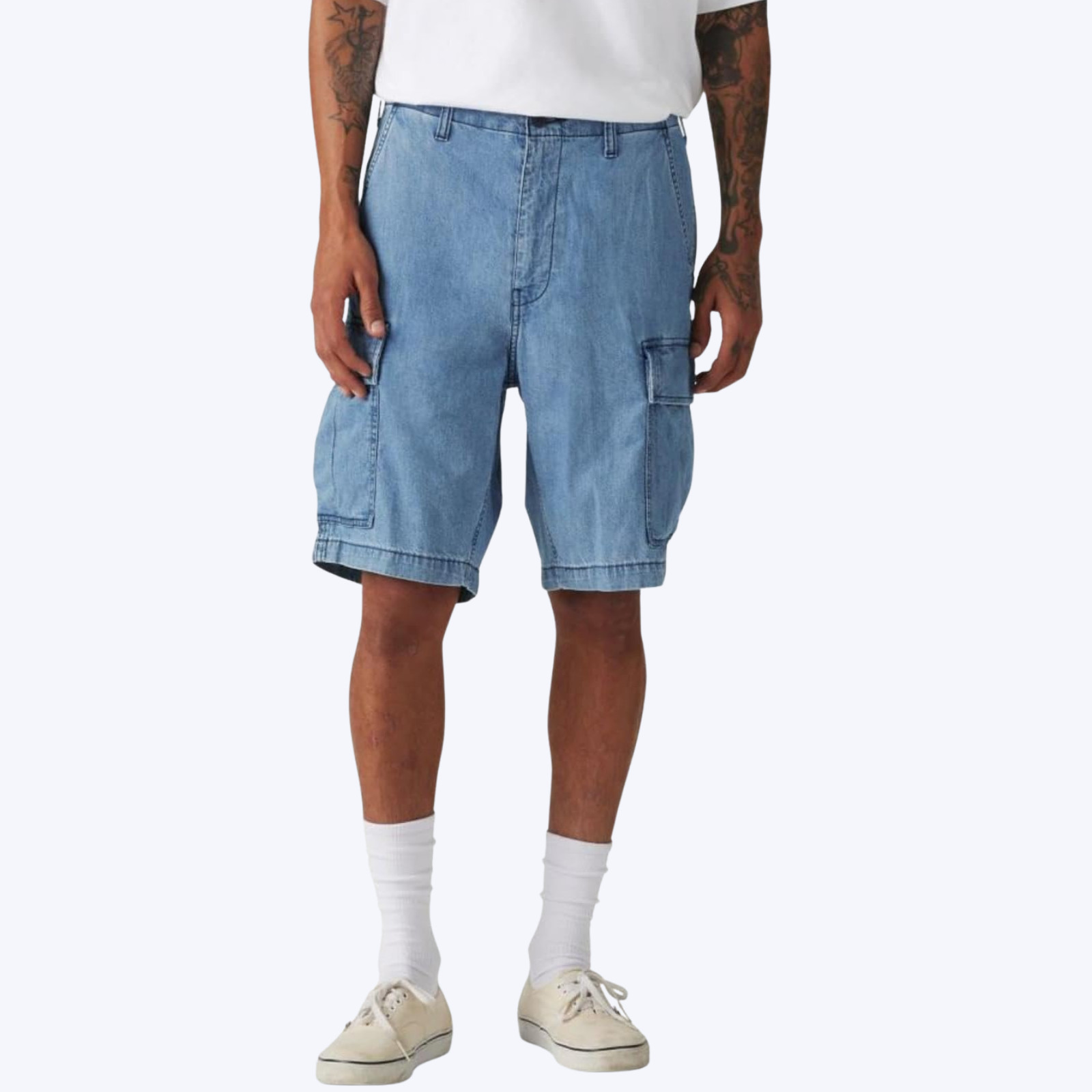 Levi’s Men’s Carrier Cargo Shorts 42 Two Horse Brand Sky Blue Stretch NWT