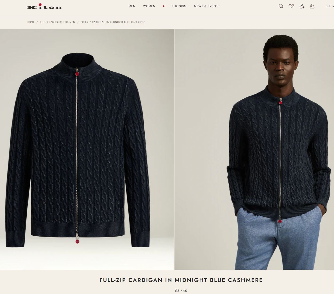 $4200 NWT Kiton 100% Cashmere Full Zip Cardigan Sweater Size M bs77