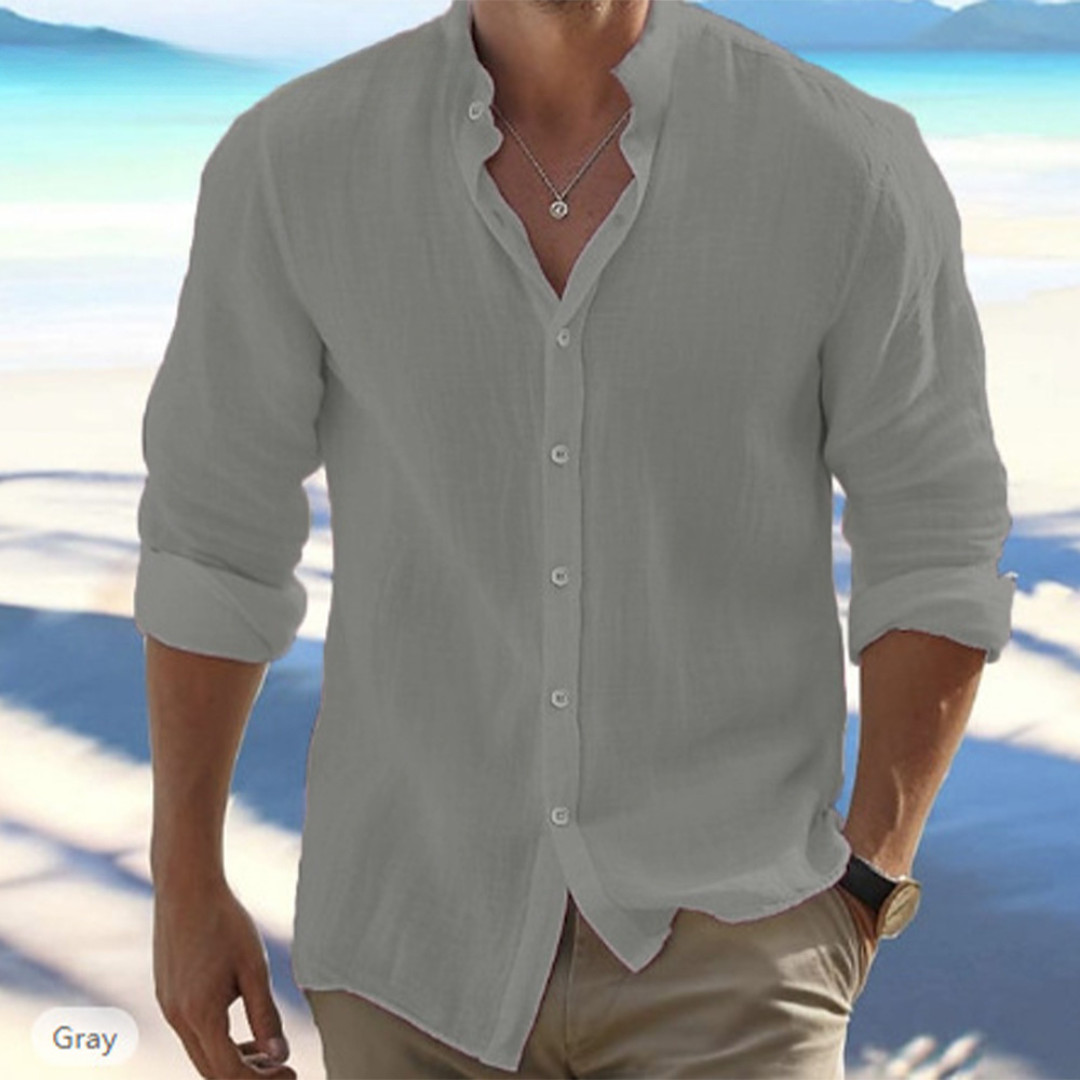 Button-Up Shirt Mens Long Sleeve Cotton Linen T-shirt Casual Summer Beach *SALE*