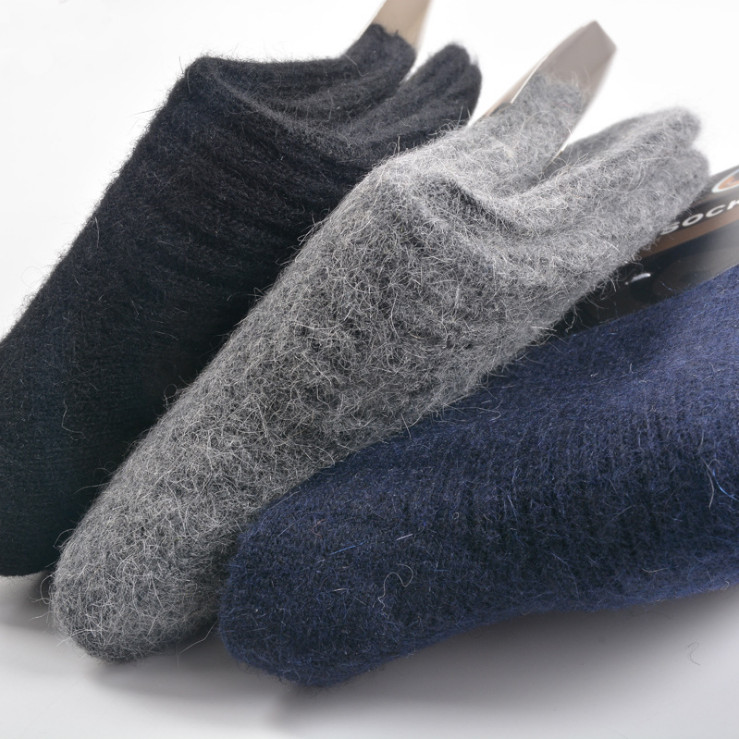 3Pack 100% Merino Wool Crew Thick Heavy Fuzzy Dress Solid Thermal Warm Men Socks