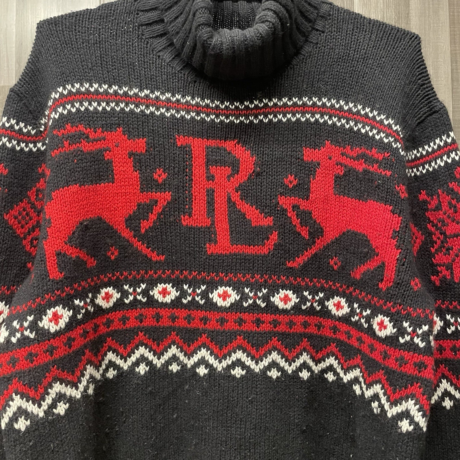 Polo Ralph Lauren Turtleneck Fair Isle Reindeer Sweater Size M