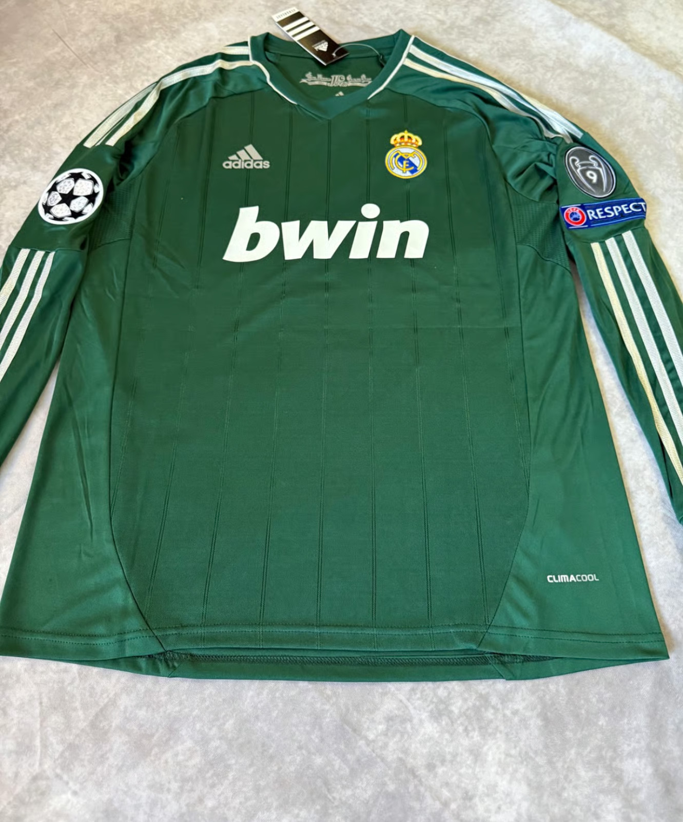 Real Madrid 2012-13 Third Green Long Sleeve Champions League Jersey Ronaldo #7