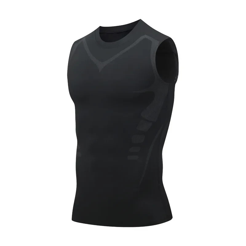 Men Compression Shirt Version Ionic Shaping Sleeveless Vest Sport Tank Top S-2XL