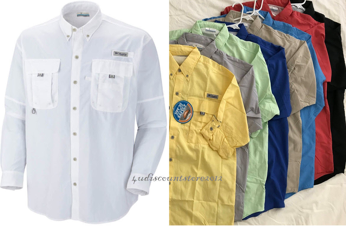 NEW COLUMBIA MEN BAHAMA LONG SLEEVE SHIRT, XS-S-M-L-XL-XXL