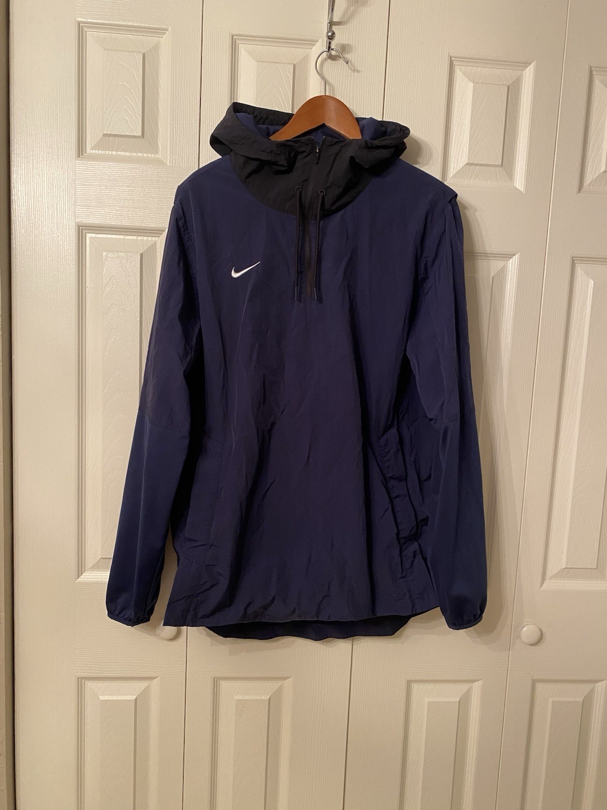 Nike Men’s Football Player Pullover Windbreaker Jacket Large Navy Half Zip