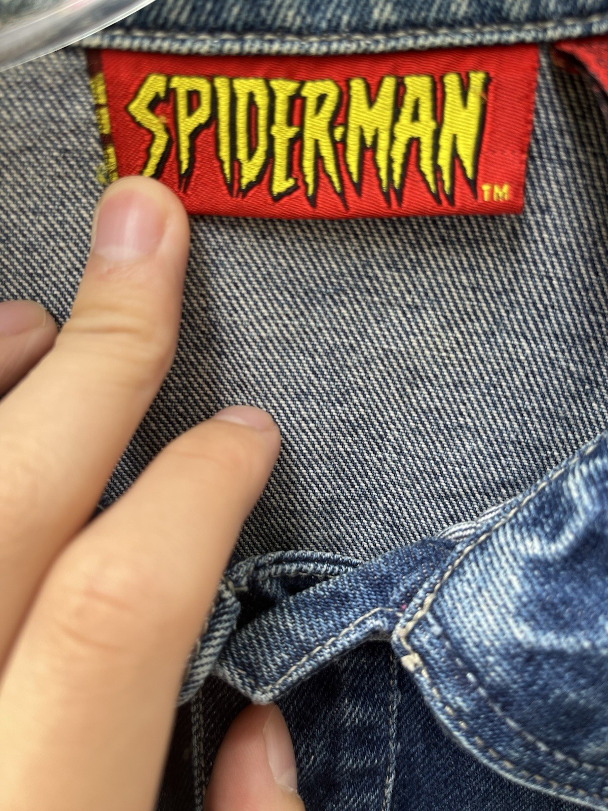 Vintage Embroidered Spider-Man Mens Sm/Med Denim Jacket Distressed Marvel