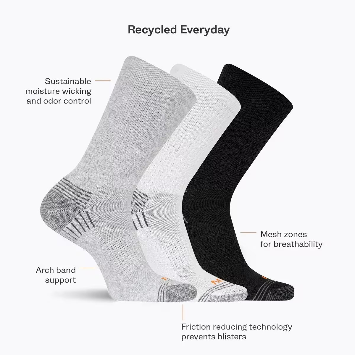 Merrell Unisex Recycled Low Cut Tab Sock 3 Pack Apparel