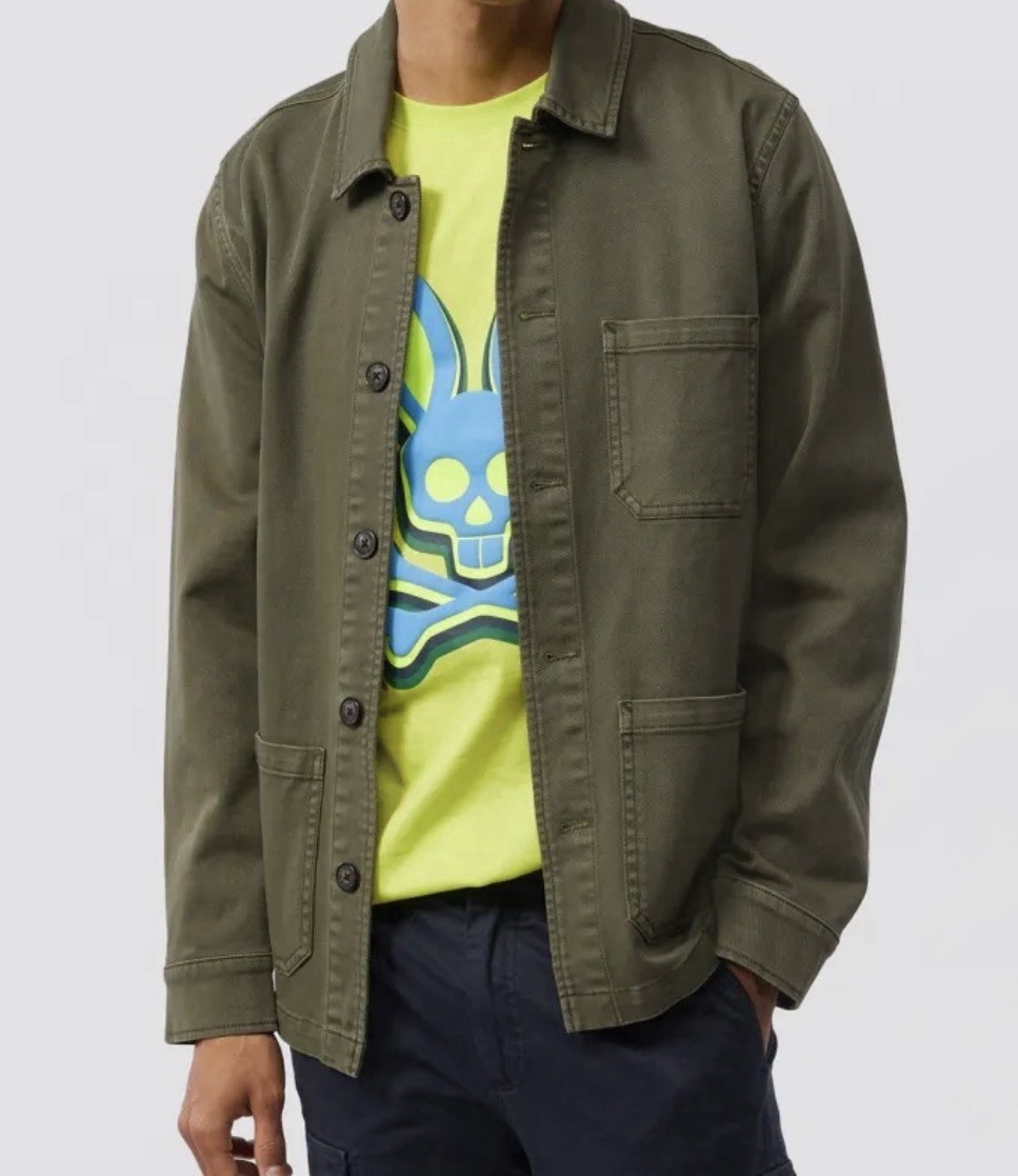 Psycho Bunny MENS SULLIVAN CHORE JACKET – B6N803U1CO Size XXS