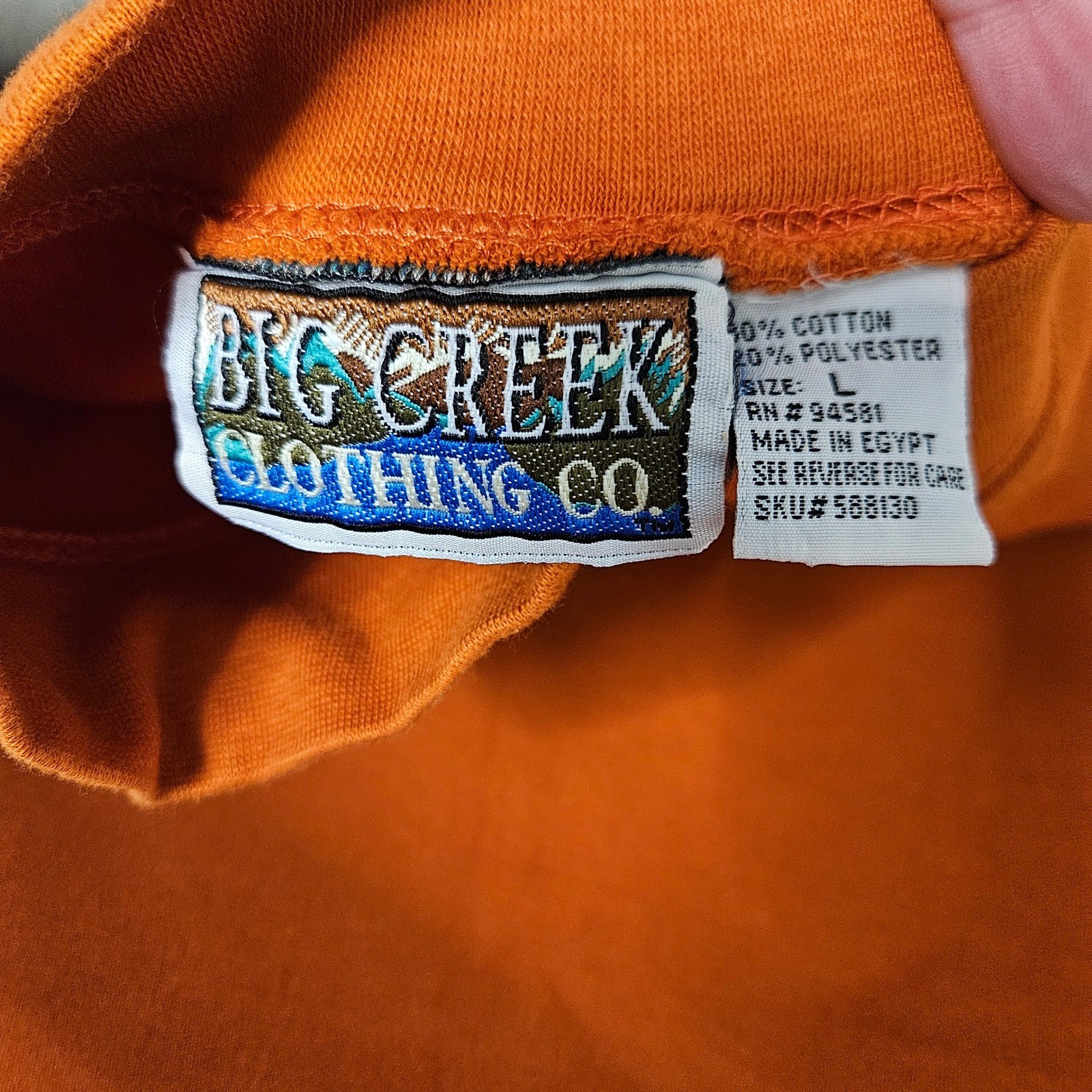 Big Creek Clothing Co Shirt Men L Orange Mock Neck Long Sleeve Cotton Blend Soft