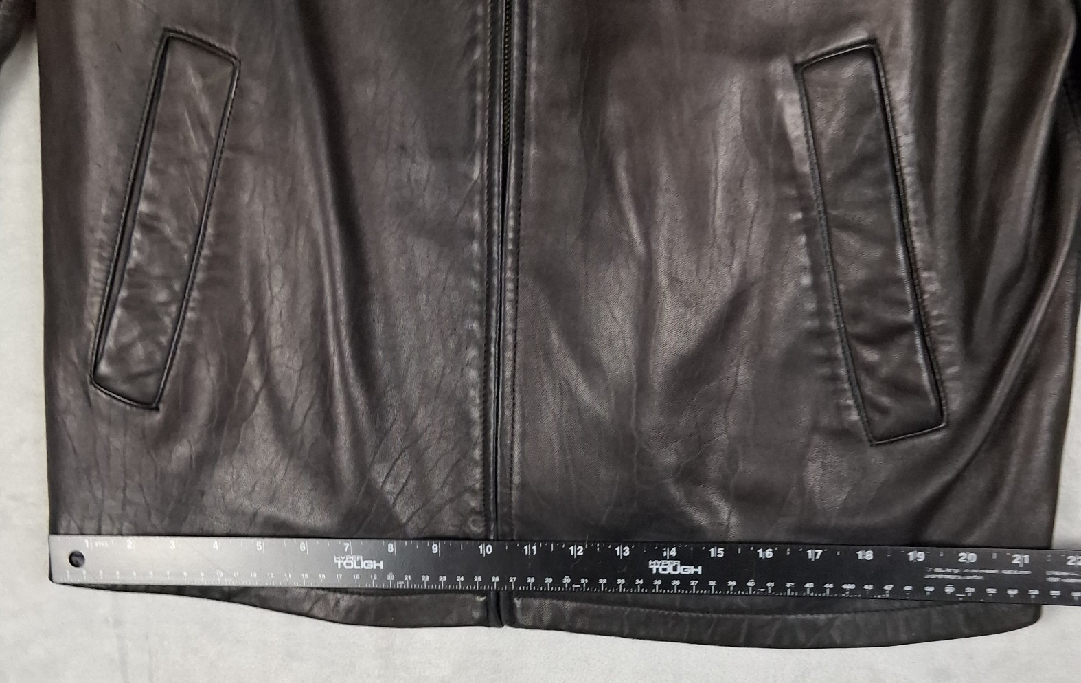Roundtree & Yorke Men XL Butter Soft Lambskin Black Leather Jacket Pockets