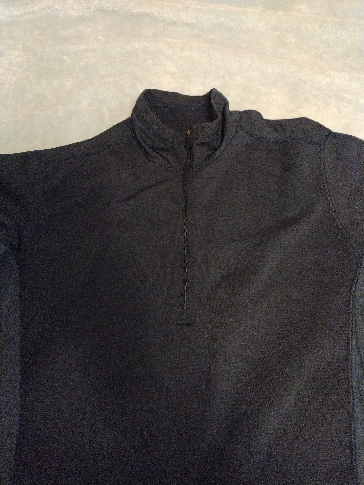 REI Mens Large MTS Moisture Wicking 1/4 Zip Pullover Blck Long Sleeve Activewear