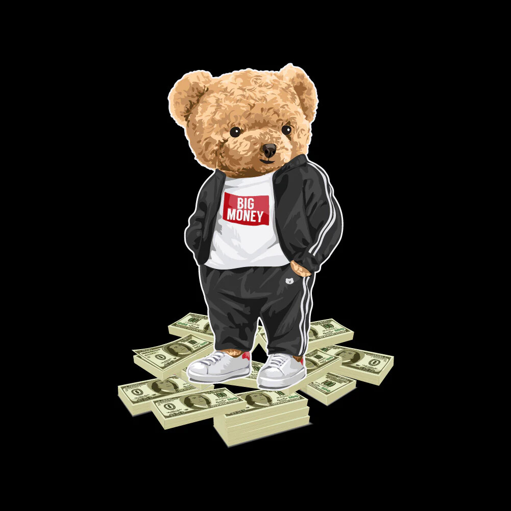 BIG MONEY BEAR T shirt DOLLARS COOL Choose Any Color Top Quality Sizes S-5XL