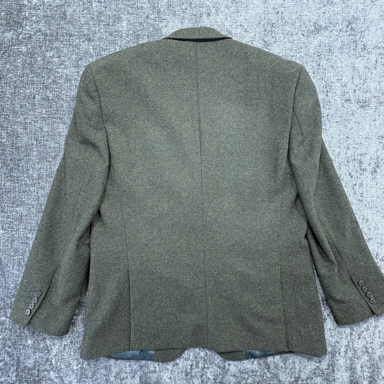 Greenwoods Tweed Blazer Jacket 44R Green Herringbone Wool Blend Smart Casual