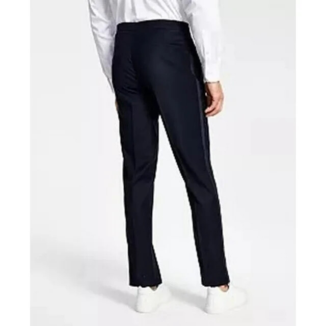 NWT $135 Alfani Mens Slim Fit Flat Front Suit Pants, Navi, Dif. Sizes