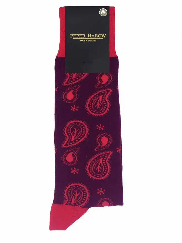 Peper Harow Paisley Men’s Organic Cotton Socks- One Size ( UK 6-13 )