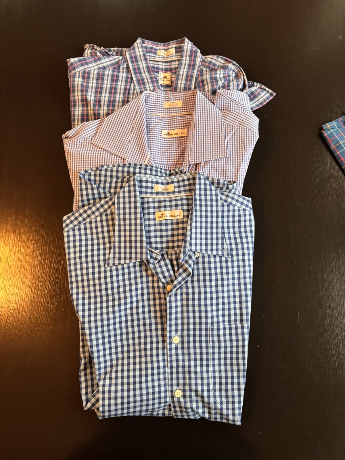 Lot of 3 Peter Millar Mens Large Plaid Button Down Shirt