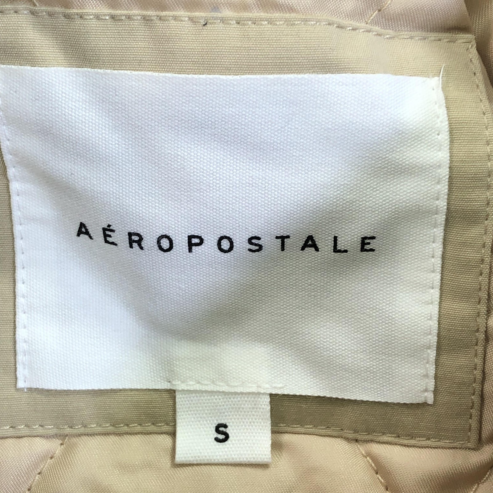 Aeropostale Jacket Mens Small Beige Canvas Quilted Full Zip Corduroy Collar