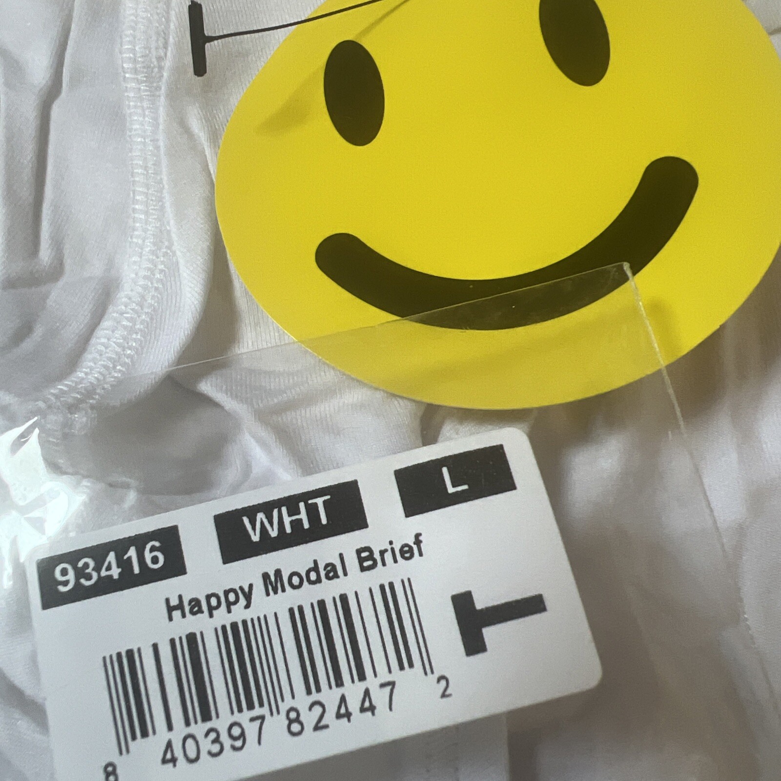 ANDREW CHRISTIAN – Happy Modal Brief, WHITE, SILVER Lettering, Large