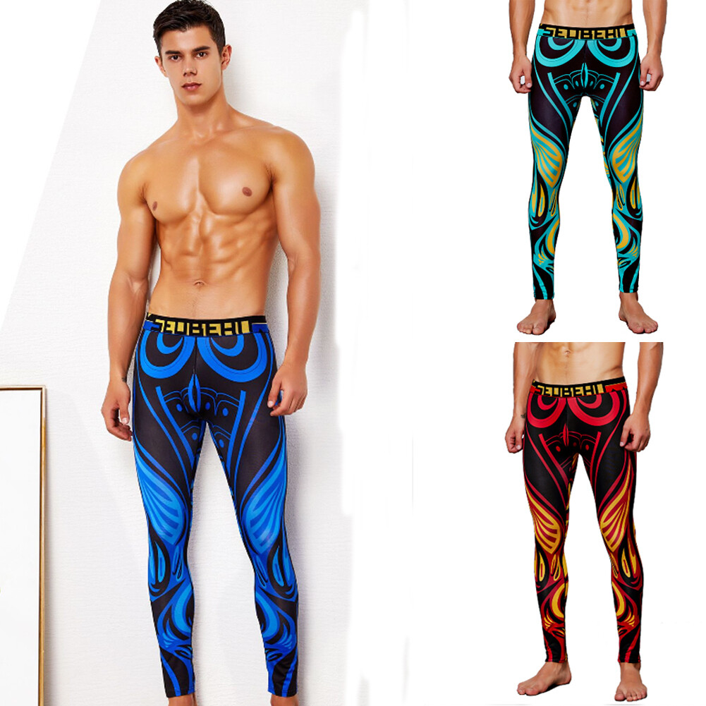 Seobean Men’s Sexy Printed Comfy Thermal Underpants Designer Long Johns Leggings