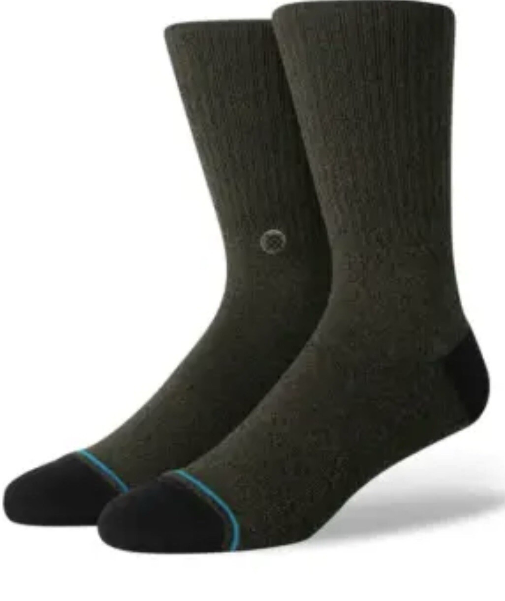 Stance Adult Dark Green Crew Nylon Cushion Butter Blend Shelter Casual Socks M