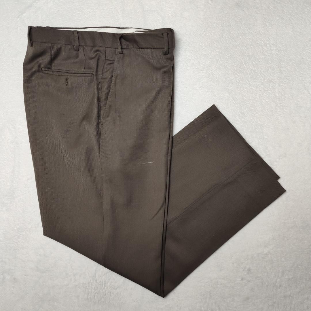 Canali Dress Pants Mens 34×29 Brown 100% Wool Flat Front Formal Suit Trousers