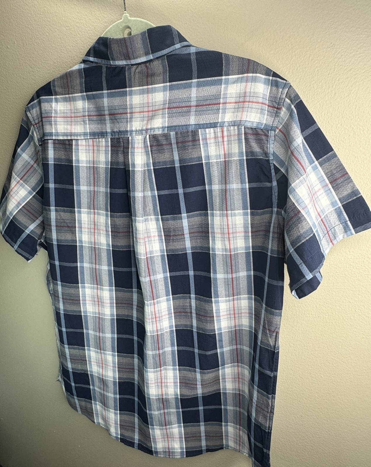 Eddie Bauer Men’s Plaid Short Sleeve Button Down Shirt Sz Large
