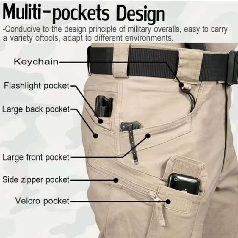 Mens Cargo Pants Tactical Waterproof Work Outdoor Hiking Combat Trousers USA
