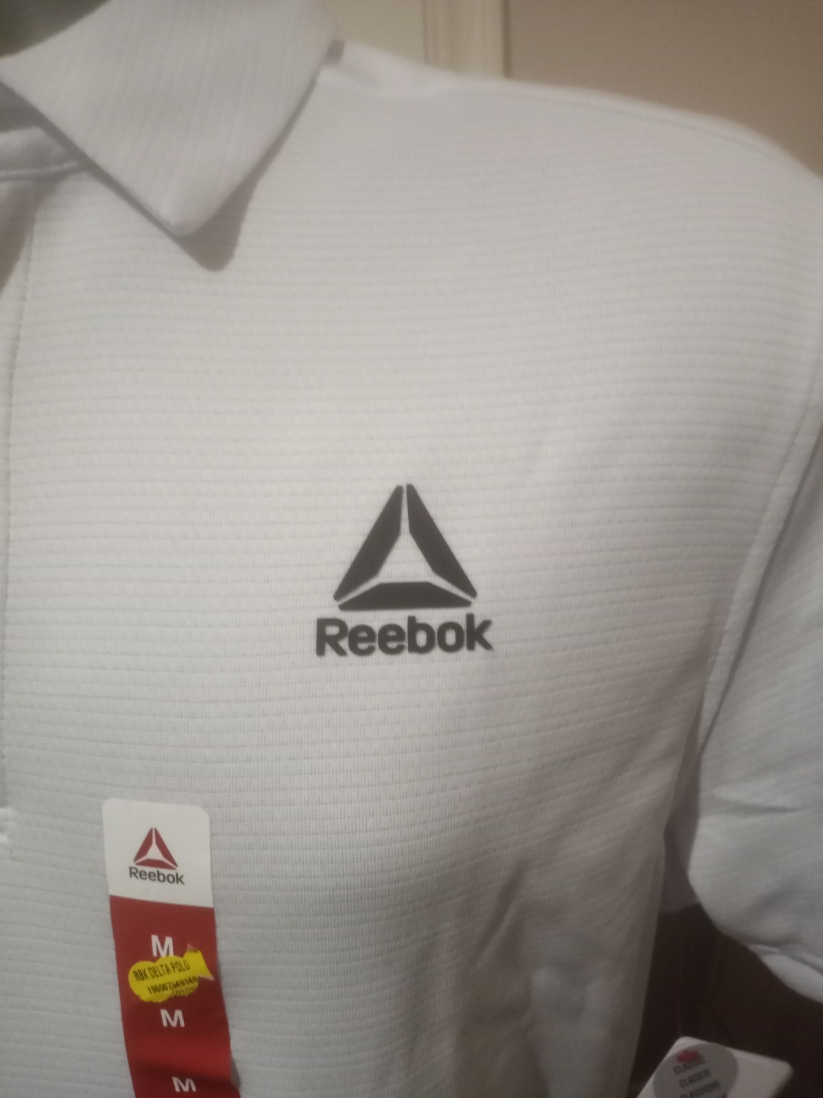 New Reebok Performance Polo Shirt White Golf Moisture Management Men’s Medium M