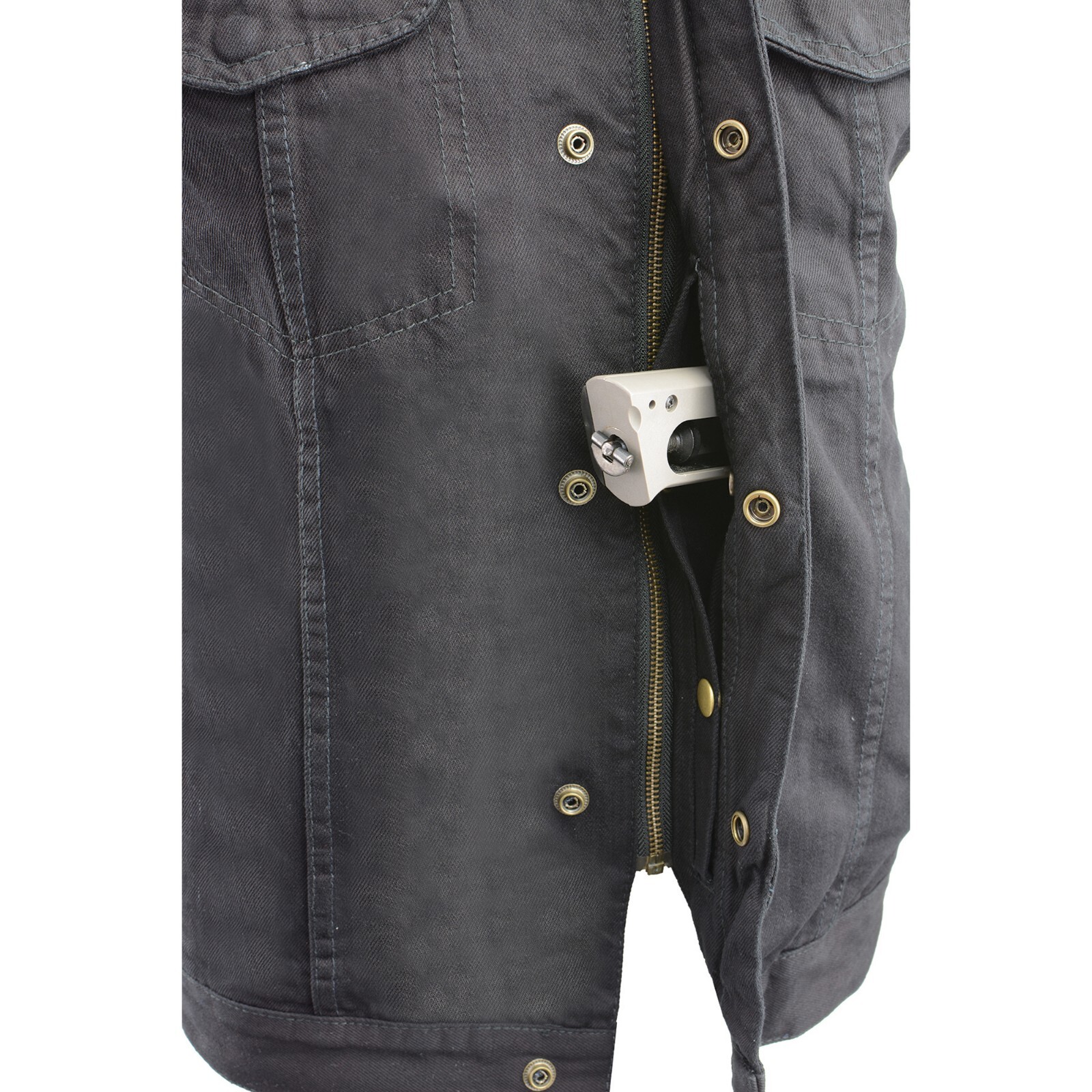 Milwaukee Leather MDM3000 Men’s SOA Black Denim Club Style Vest w/ Zipper & Snap