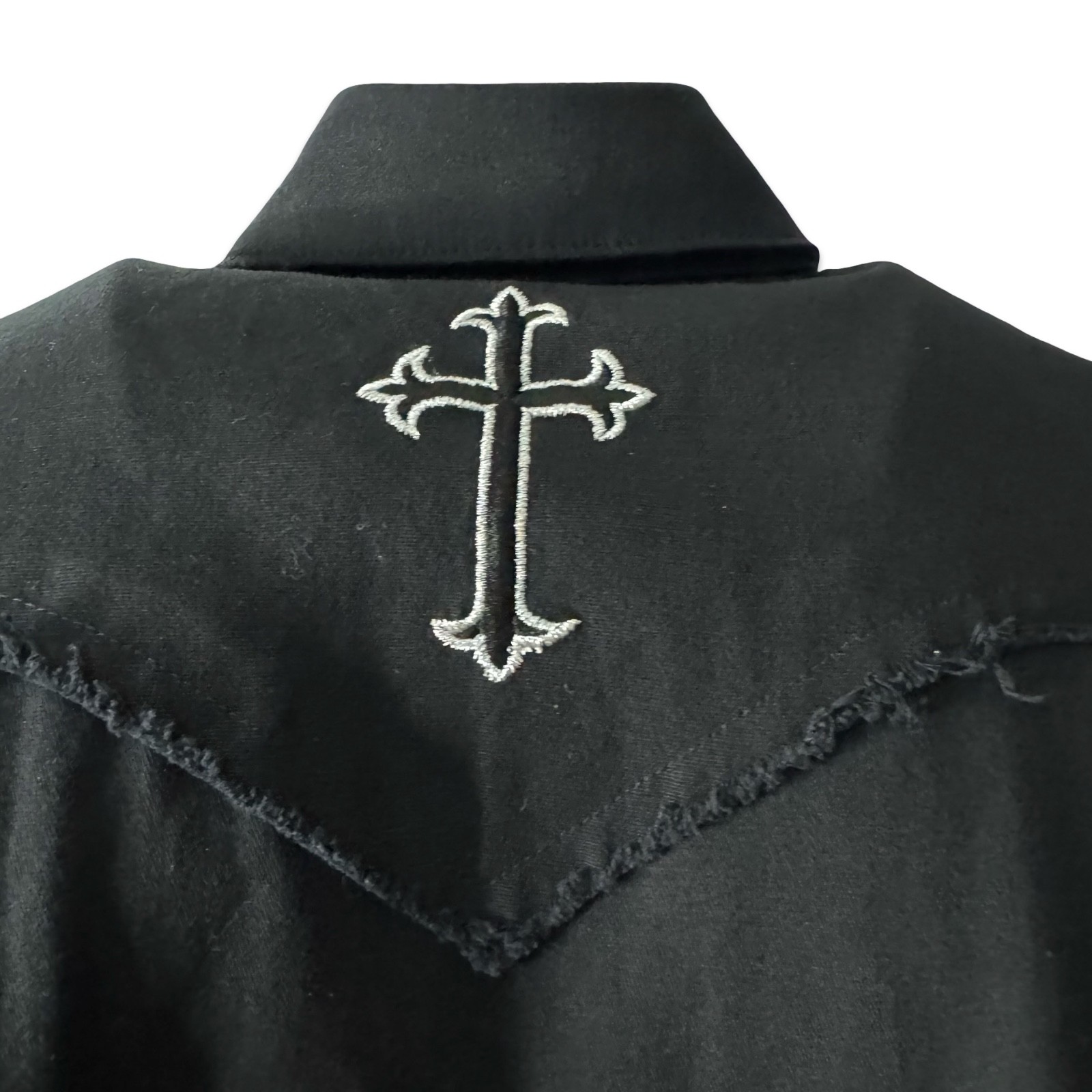 SHRINE GOTHIC CROSSES BLACK COWBOY WORKER MOTORCYCLE BIKER SLEEVELESS VEST SHIRT