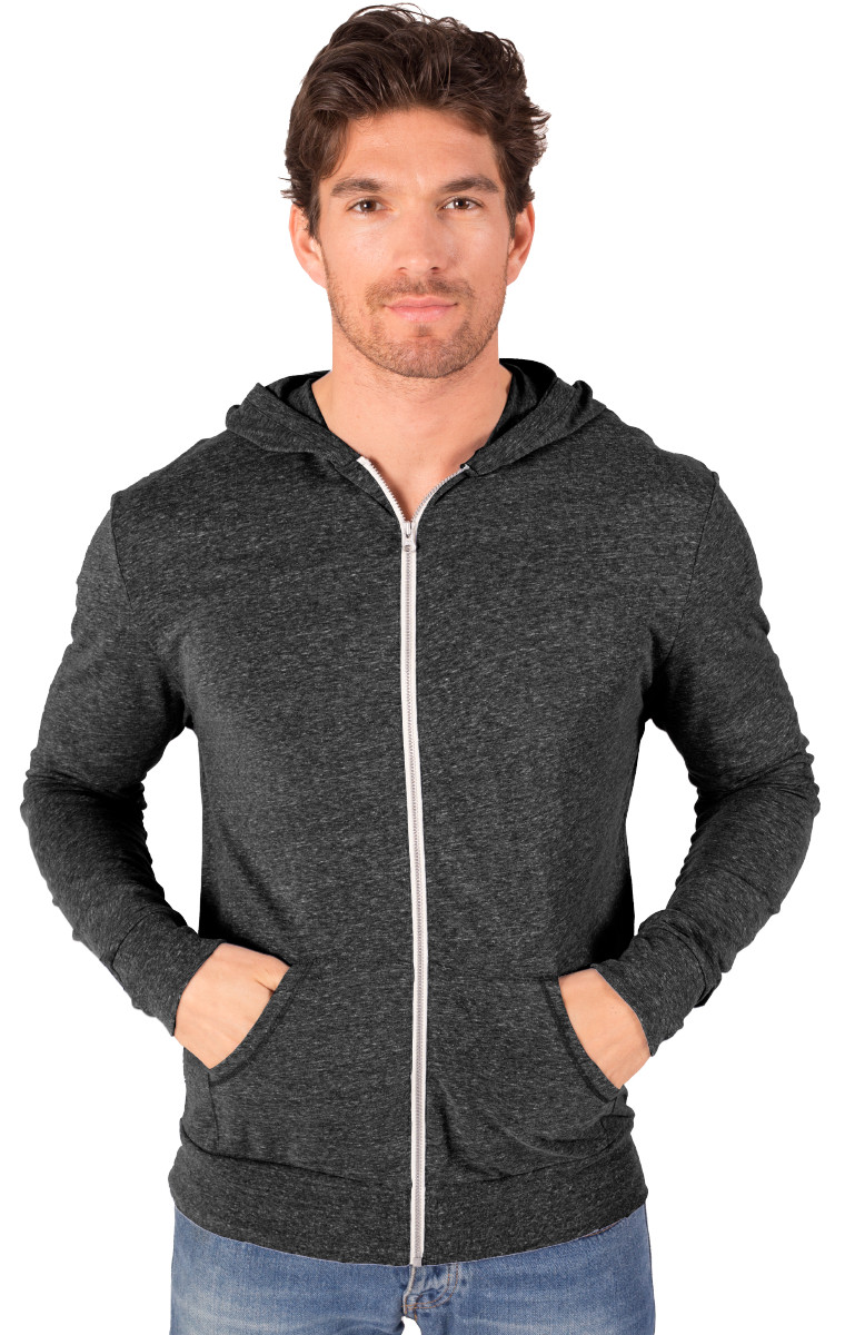 Blue Generation BG7308 Adult Triblend Contrast Zip Front Hoodie