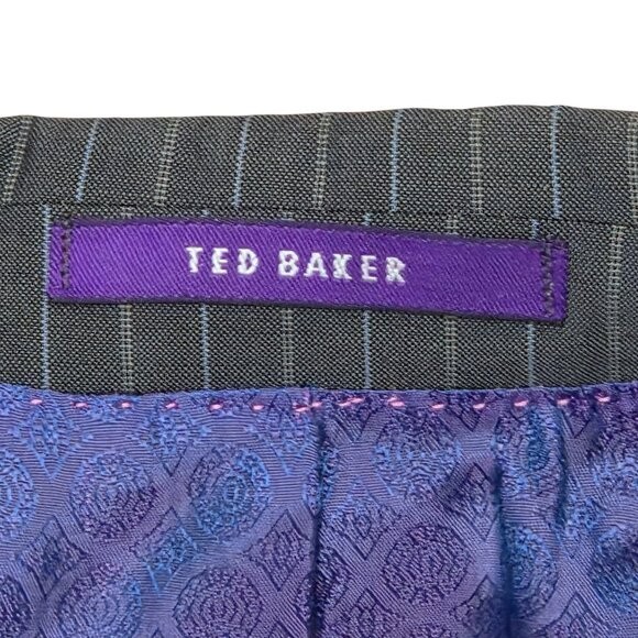 Ted Baker Blazer Grey Pinstriped Wool Single Breasted Size 40R