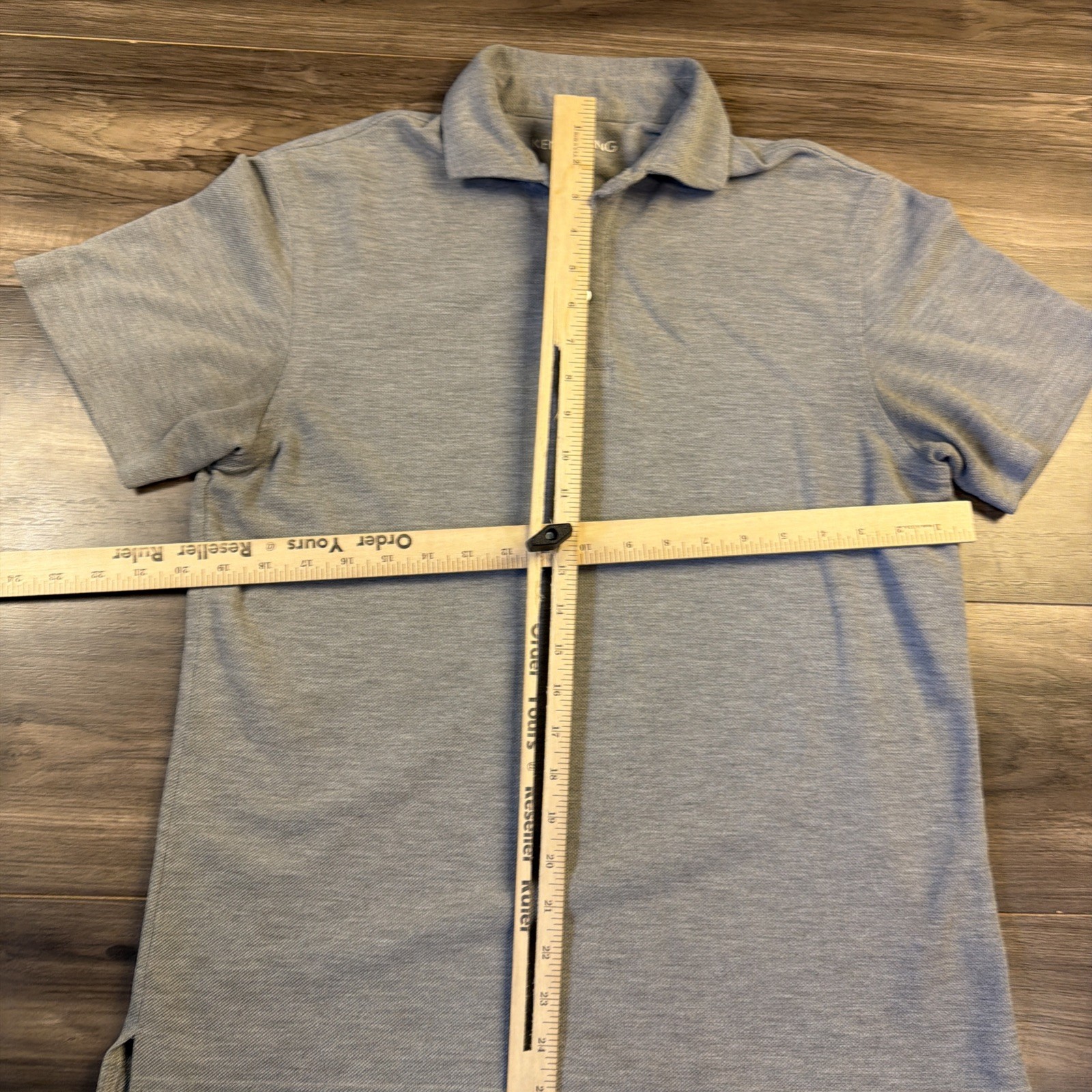 Kent Wang Polo Shirt Gray Cotton Pique Cutaway Collar Golf Mens Medium