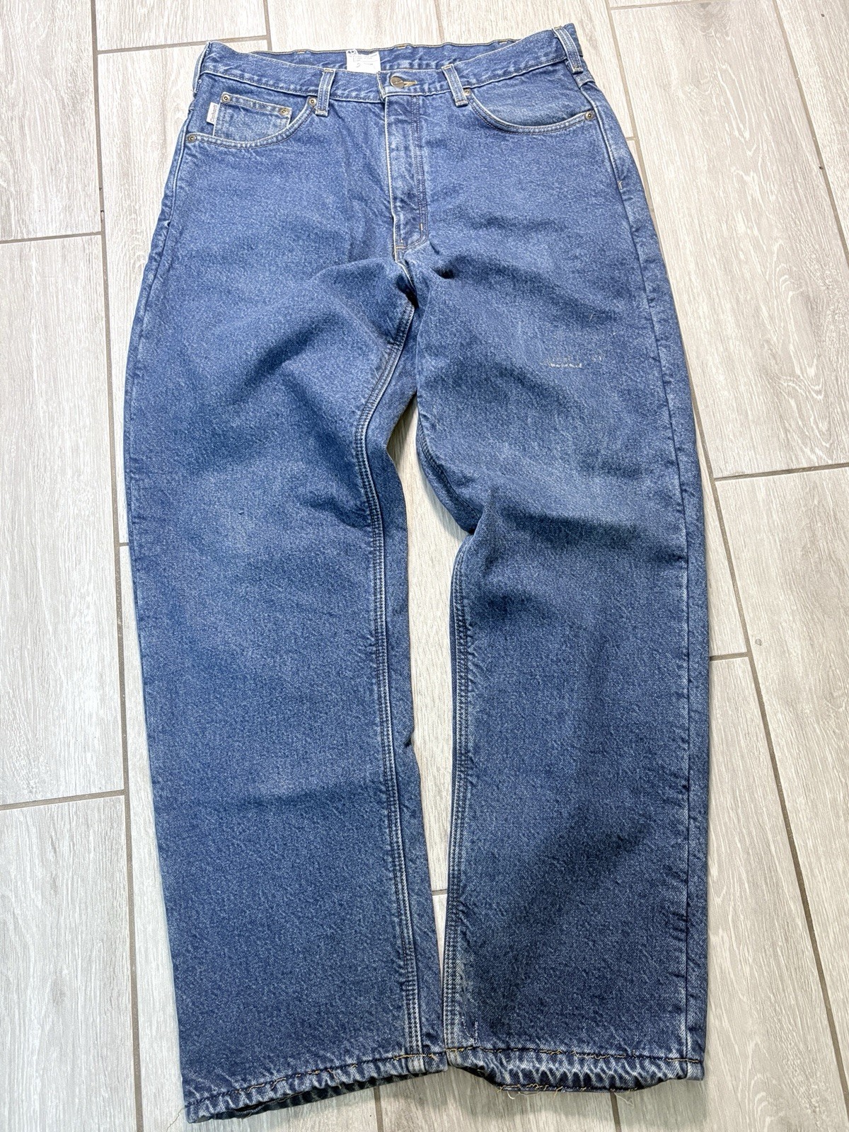 Carhartt Men’s Relaxed Fit Mid Rise Straight Medium Wash Blue Denim Jeans size34