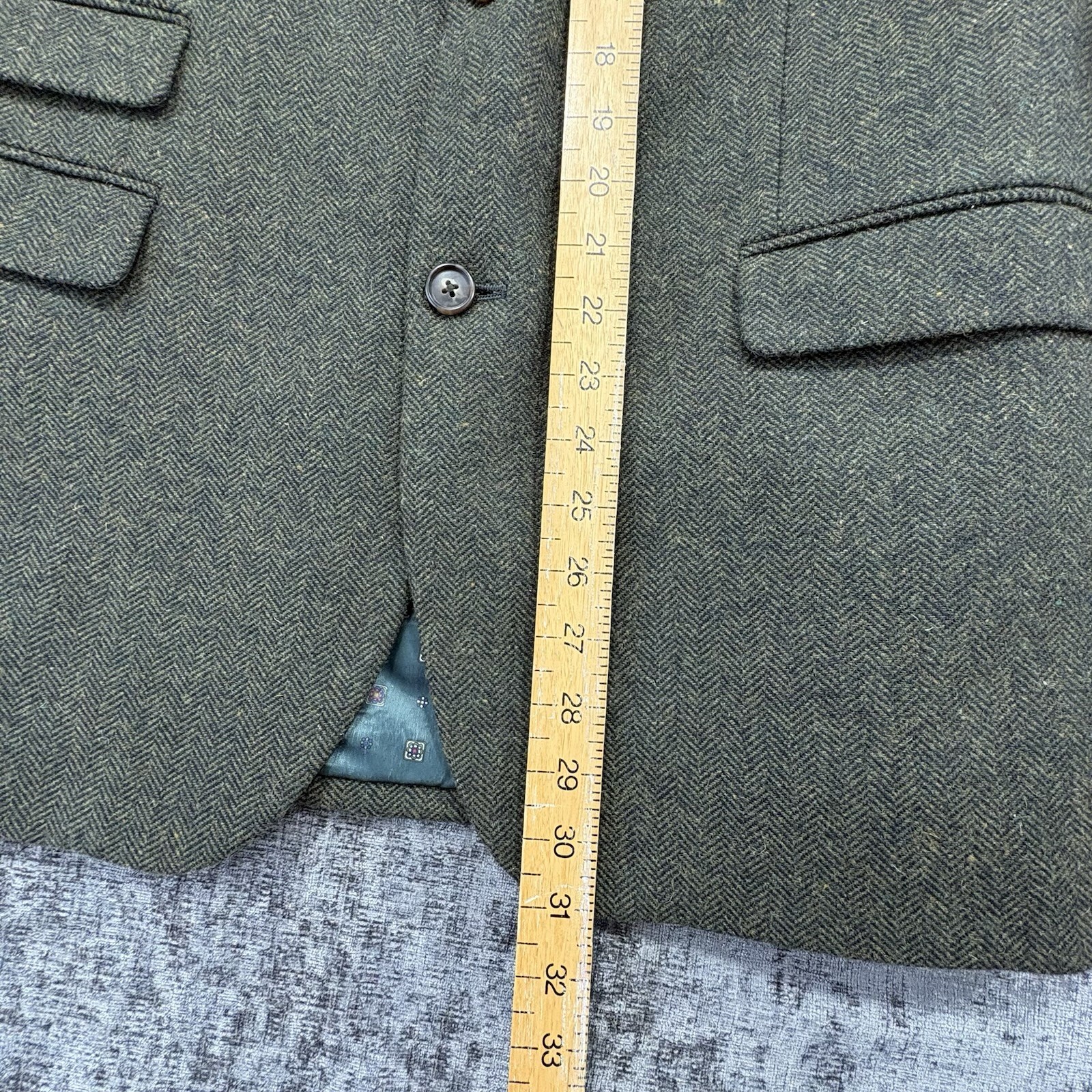Greenwoods Tweed Blazer Jacket 44R Green Herringbone Wool Blend Smart Casual