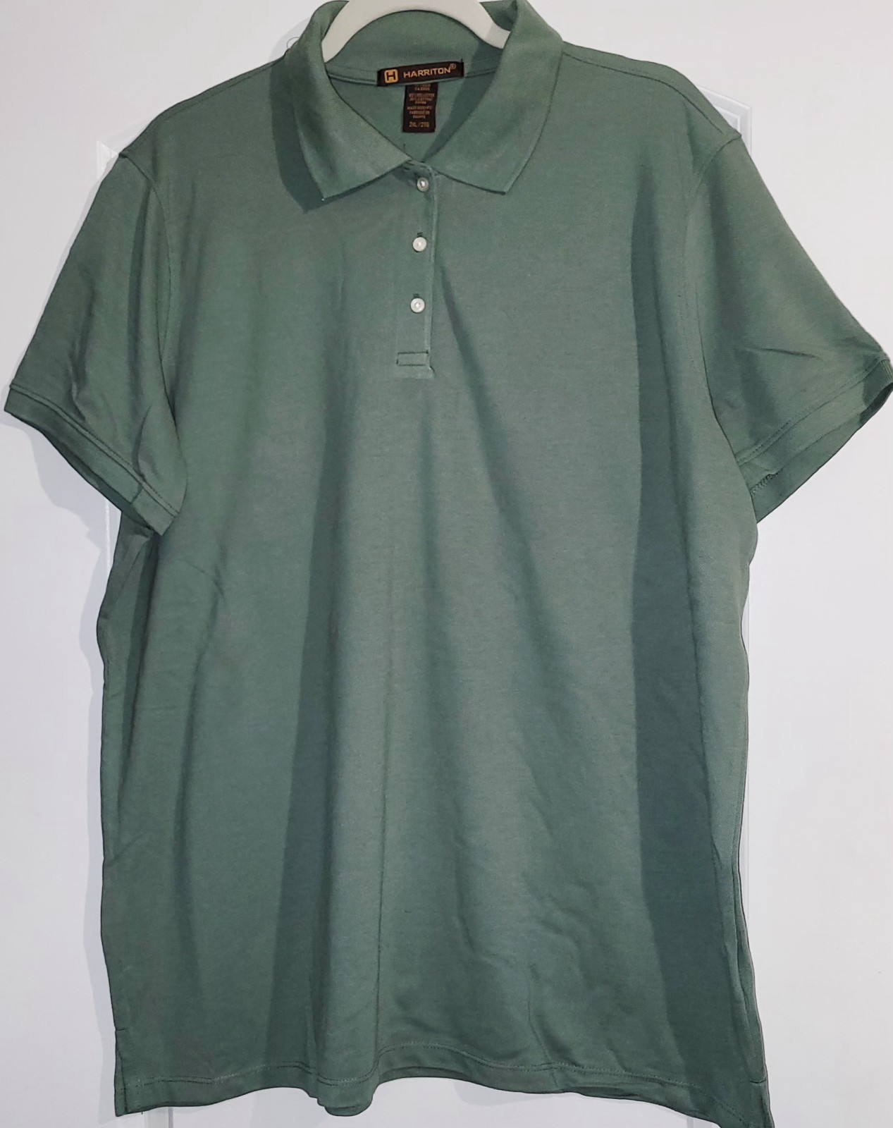 Harriton Mens Sage Green Pique Polo Shirt Size 2XL XXL NEW