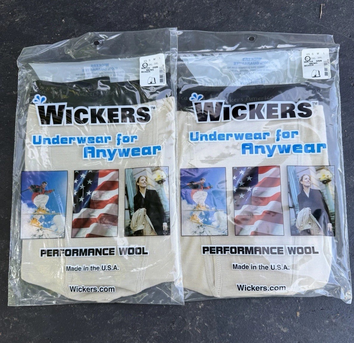 Wickers Underwear for Anywear TAN Performance Wool Boxer Size XL lot of 2 !