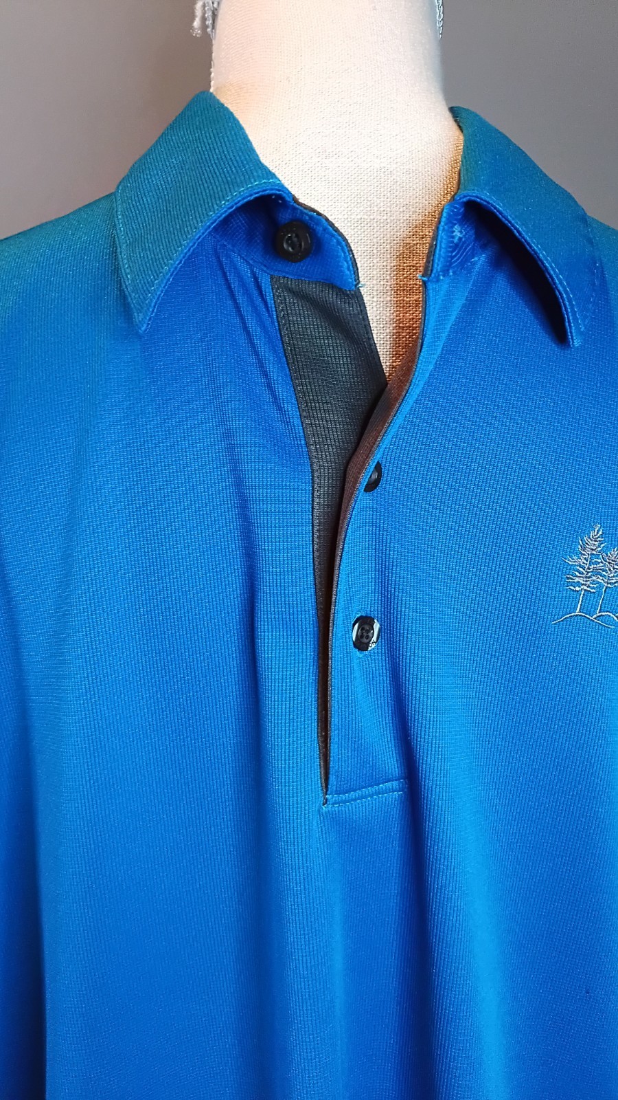 Greg Norman Mens Polo Shirt Turquoise Blue XL Polyester Tiny Spec Flaw, Golf