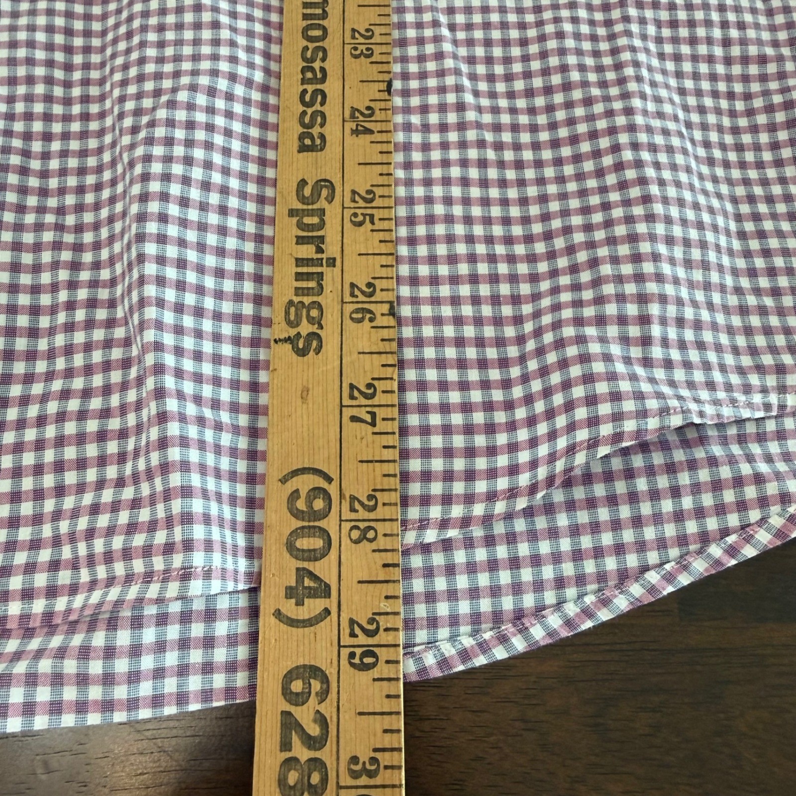 Hugo Boss Sharp Fit Mens 15.5 32/33 Purple Gingham Check Dress Shirt Long Sleeve