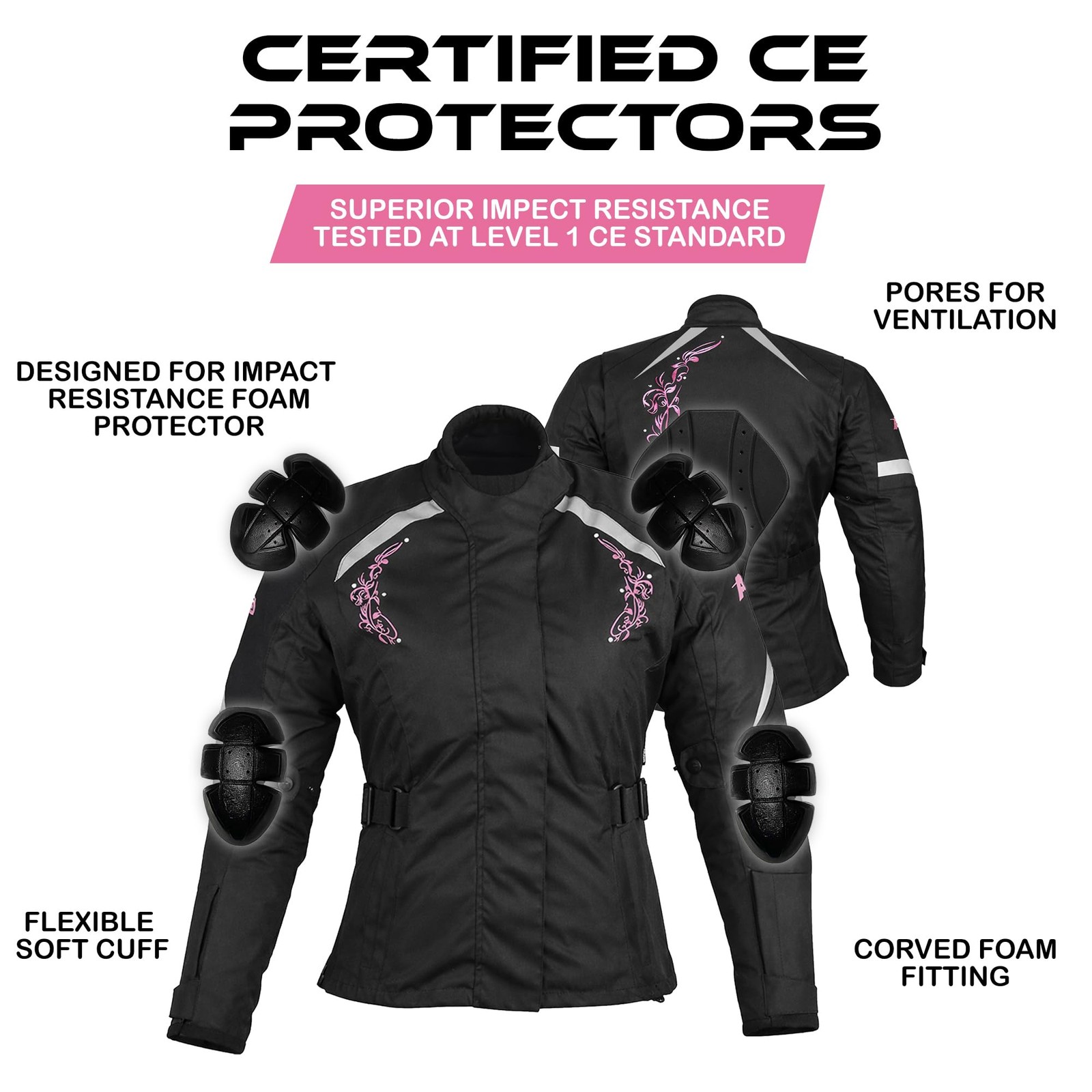 Waterproof Women’s Motorcycle Jacket with CE Armour – All-Weather Biker Coat