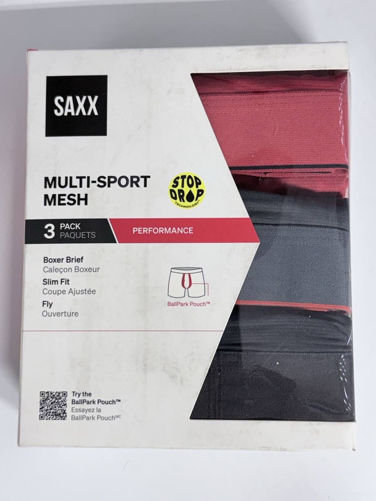 SAXX Men’s Multi-Sport Mesh Boxer Brief Fly 3 Pack 3 Colors Size XL
