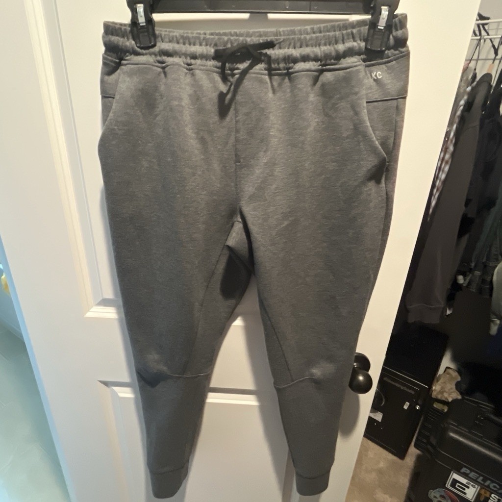 Kenneth Cole Active Men’s Gray Jogger Pants L Drawstring Elastic Waist Pockets