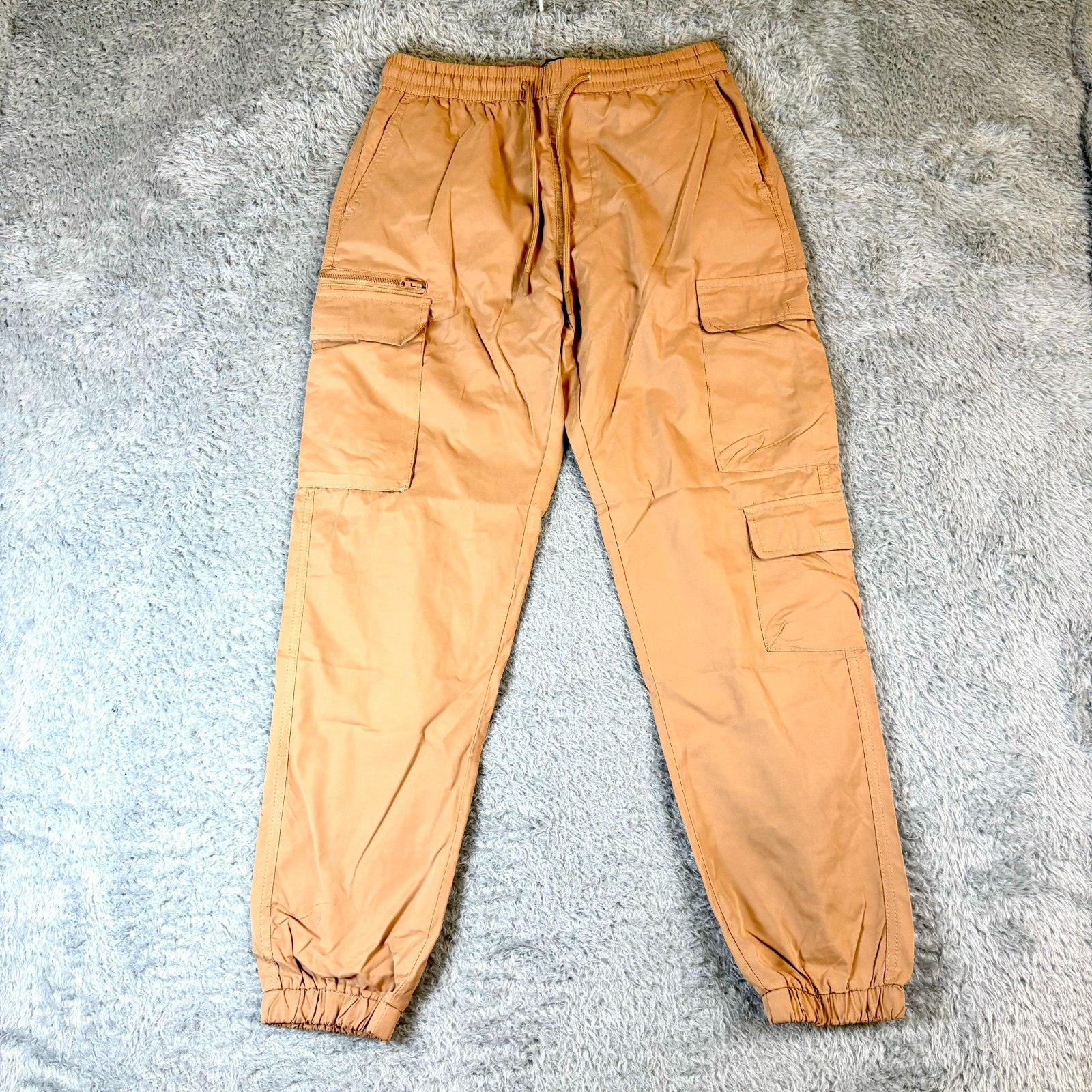 Forever 21 Men’s Light Brown Elastic Waist Woven Jogger Cargo Pants Size S