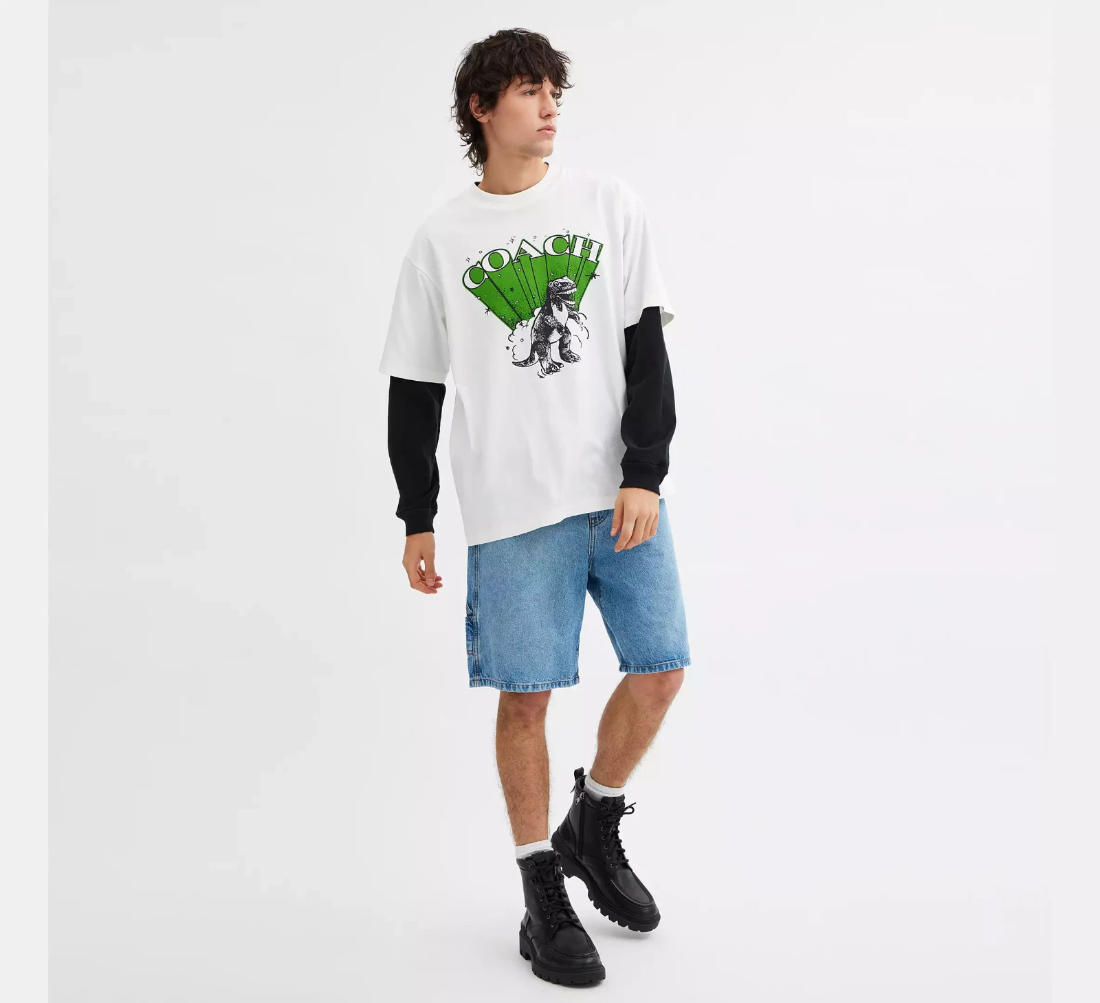 NWT Coach CW701 Dinosaur T-Shirt 100% Cotton Vintage Ivory $173